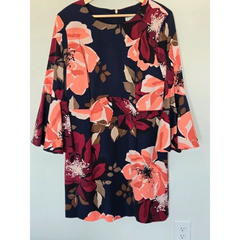 Trina Turk Floral Bell Sleeve Dress Sz 12